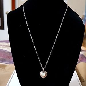 Sterling silver heart necklace with pearl accent